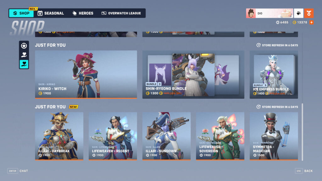 Overwatch 2 gets extra "Just for You" shop (Image via esports.gg)