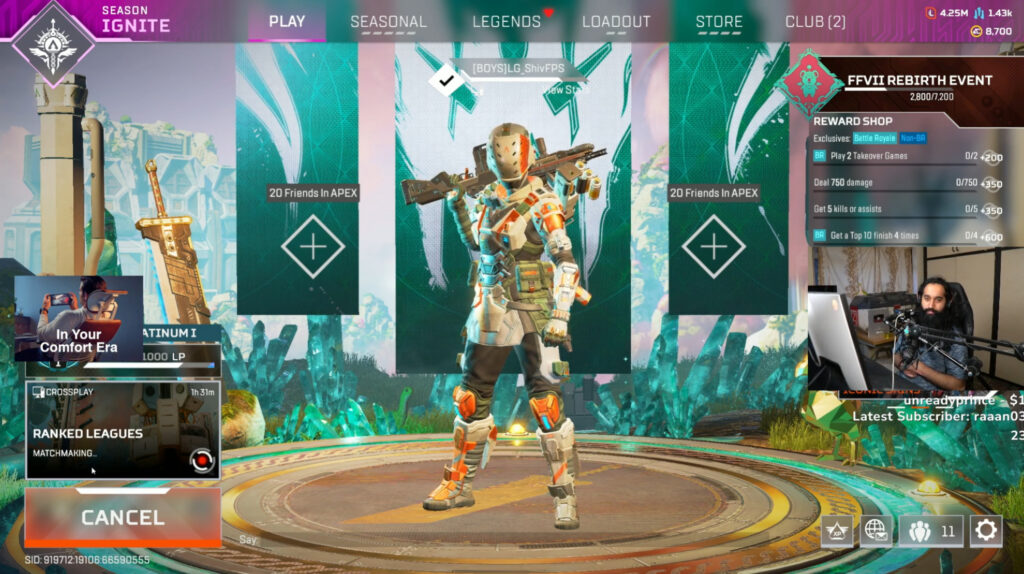 ShivFPS playing Apex Legends (Image via ShivFPS on Twitch)