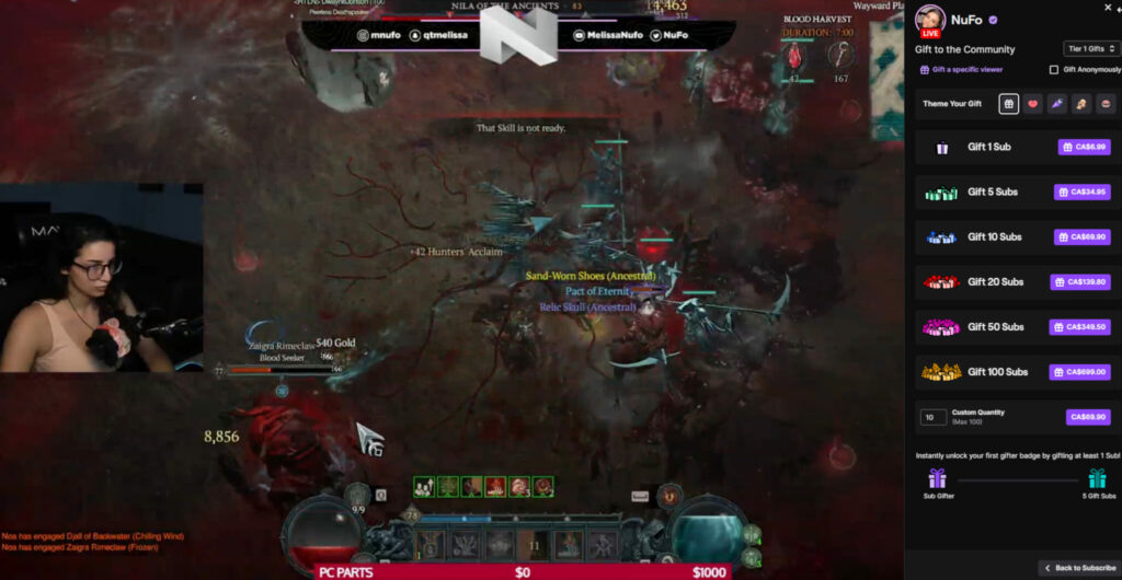 Diablo 4 livestream screenshot (Image via NuFu on Twitch)