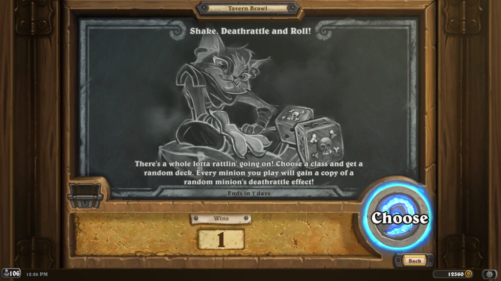 Shake, Deathrattle and Roll Tavern Brawl chalkboard (Image via Blizzard Entertainment)