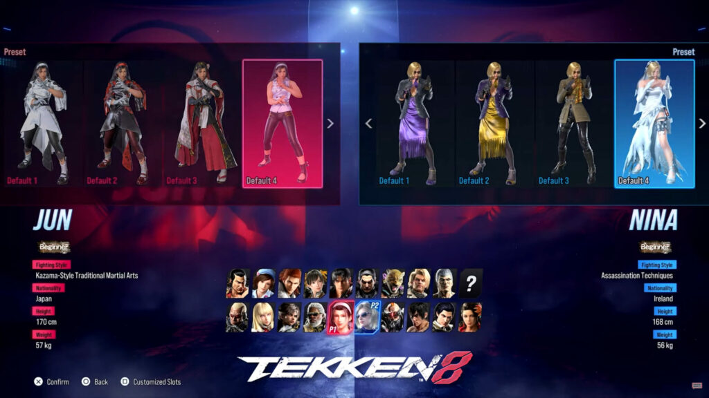 Tekken 8 costume presets (Image via Bandai Namco Entertainment)