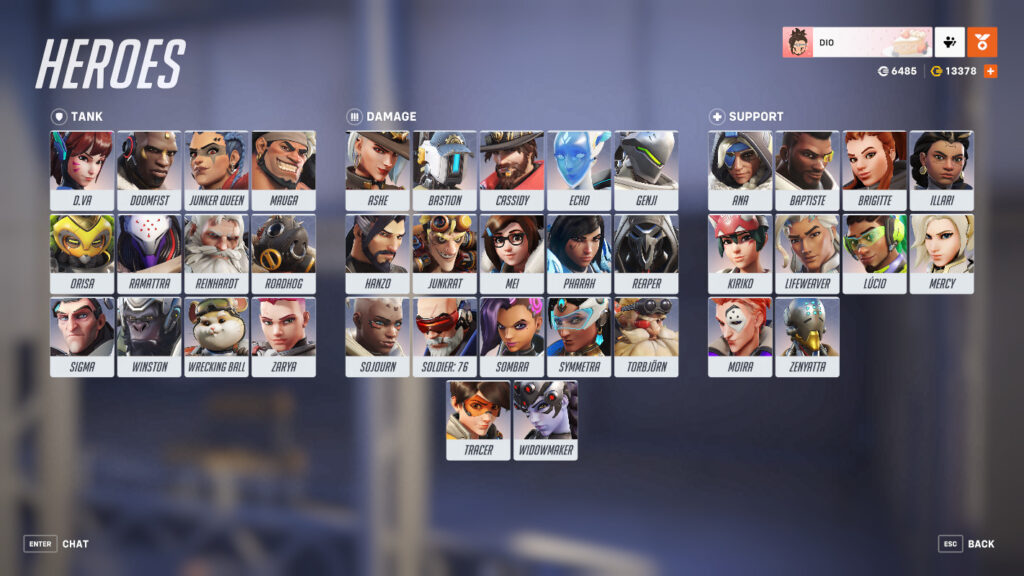 Current roster of Overwatch 2 heroes (Image via Blizzard Entertainment)