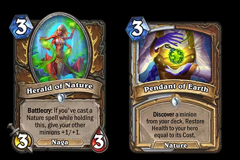 Herald of Nature and Pendant of Earth in Hearthstone (Image via Blizzard Entertainment)