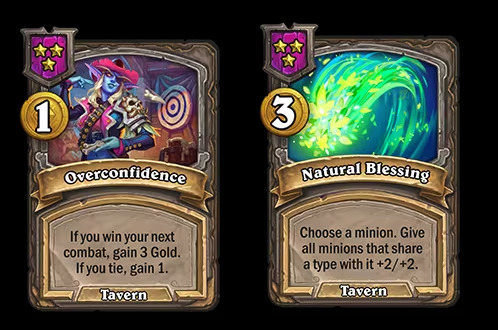Overconfidence and Natural Blessing in Hearthstone Battlegrounds (Image via Blizzard Entertainment)