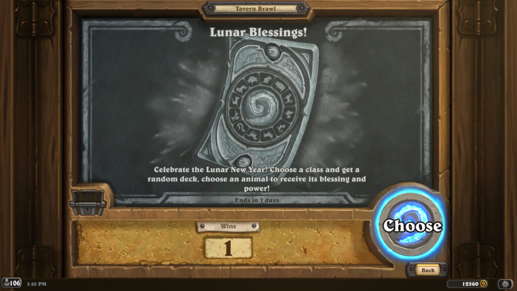 Lunar Blessings Tavern Brawl chalkboard (Image via Blizzard Entertainment)