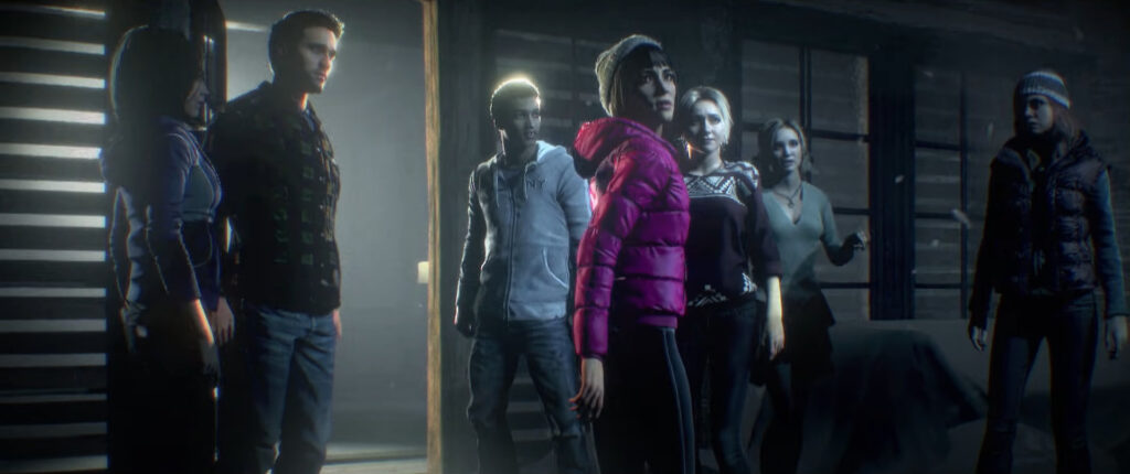 The characters of Until Dawn at their cabin in the woods (image via PlayStation on YouTube)