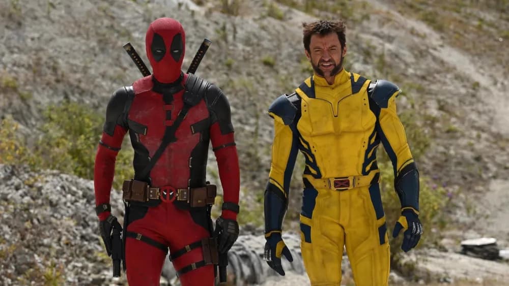 An on set image of Ryan Reynolds as Deadpool and Hugh Jackman as Wolverine (Image via Marvel Studios)