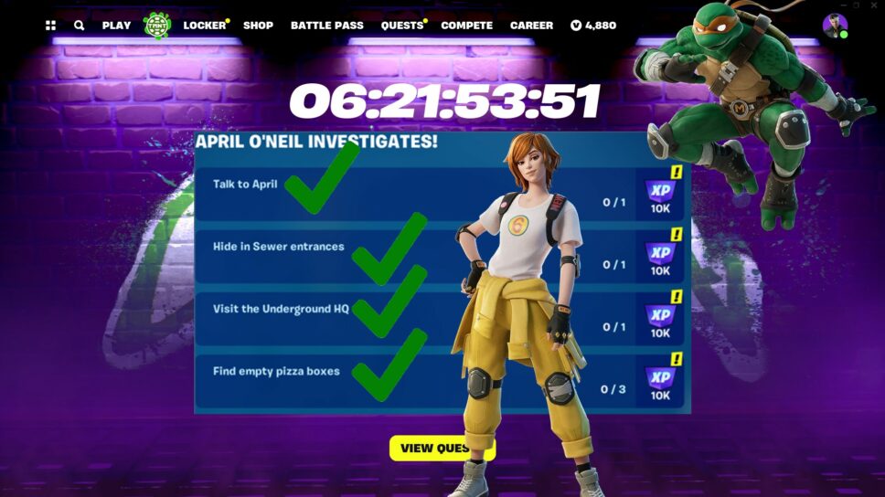 How to complete all Fortnite TMNT Quests cover image