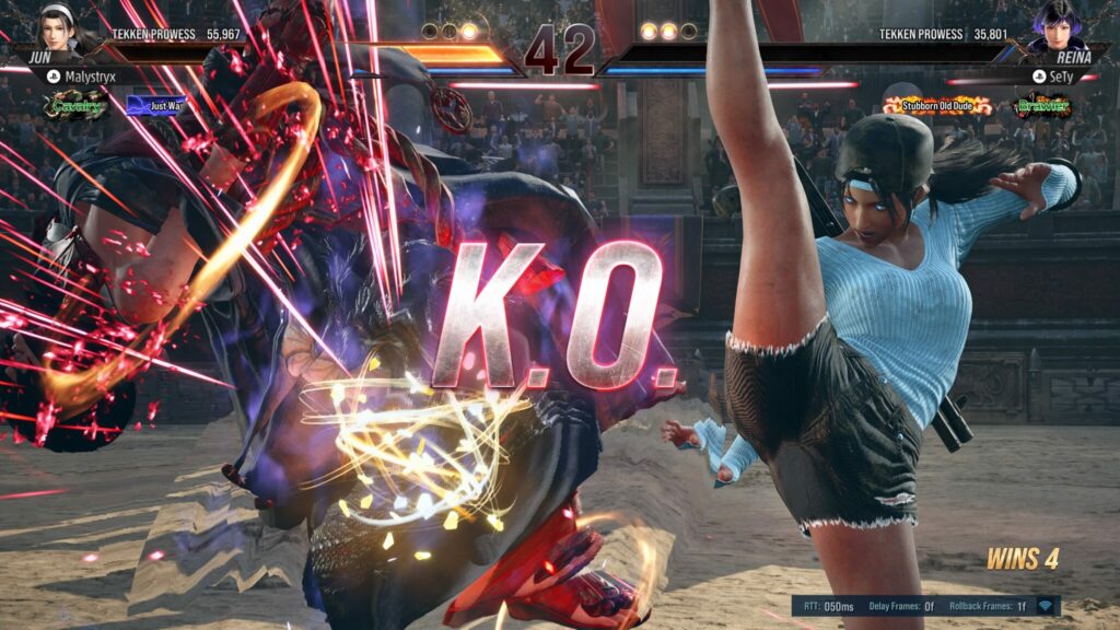 Jun getting a K.O. in Tekken 8 Ranked Mode (Image via esports.gg)