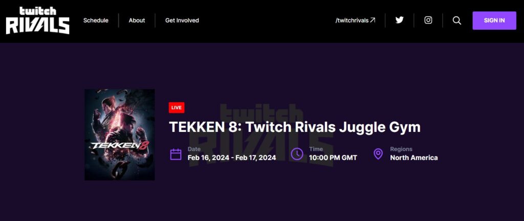 Tekken 8 Twitch Rivals website