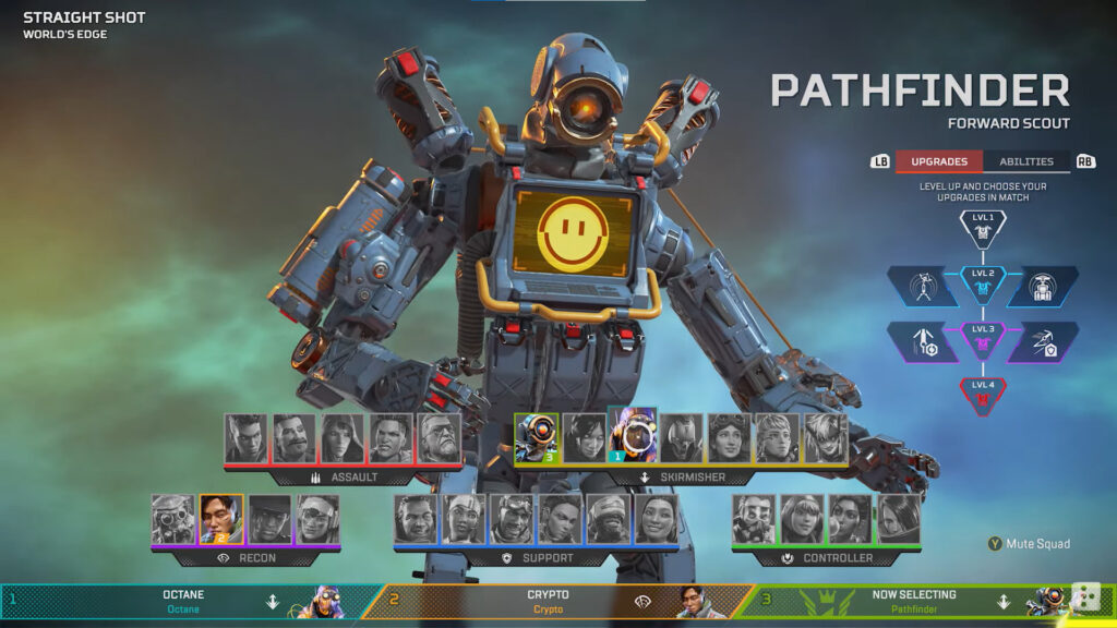 The next Legend can be seen on the far right of the Skirmisher Class (Image via Apex Legends on YouTube)