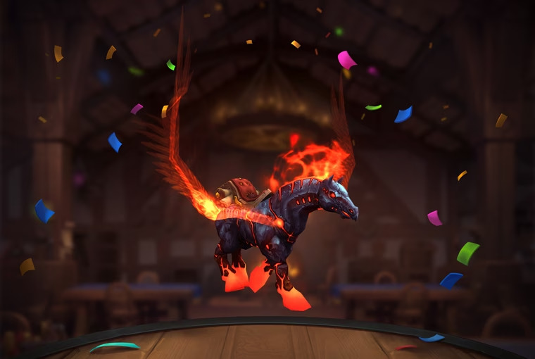 Fiery Hearthsteed World of Warcraft mount&nbsp; (Image via Blizzard Entertainment)
