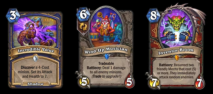 Hearthstone Whizbang's Workshop expansion cards (Image via Blizzard Entertainment)