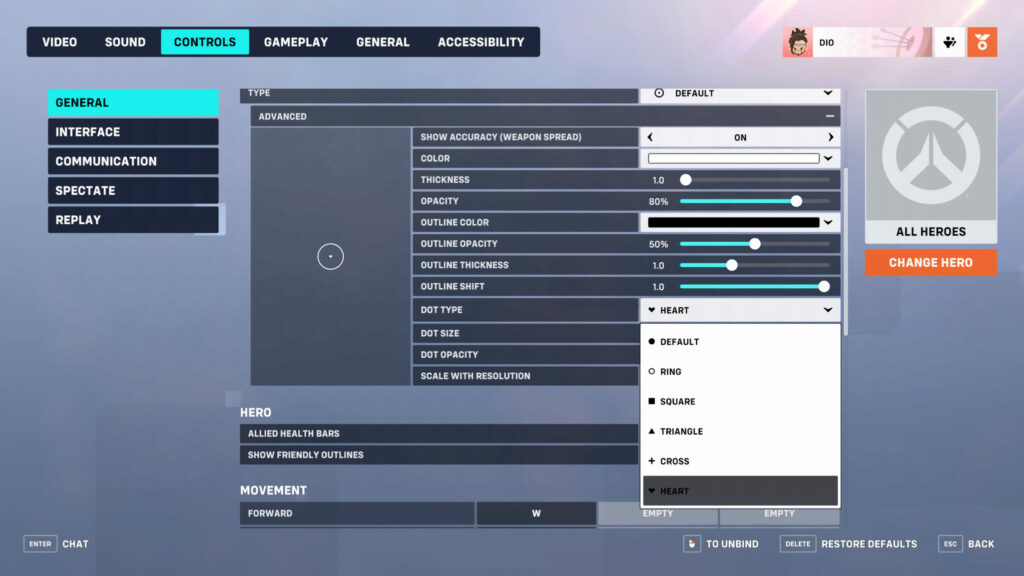 How to get the heart crosshair in Overwatch 2 (Image via Blizzard Entertainment)