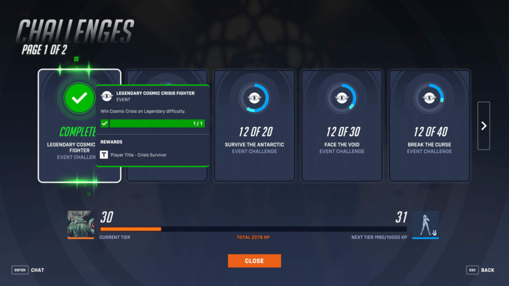 Completing the Overwatch 2 Cosmic Crisis challenges (Image via Blizzard Entertainment)