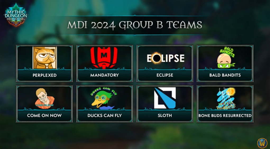 WoW MDI 2024 Group B teams (Image via Blizzard Entertainment)