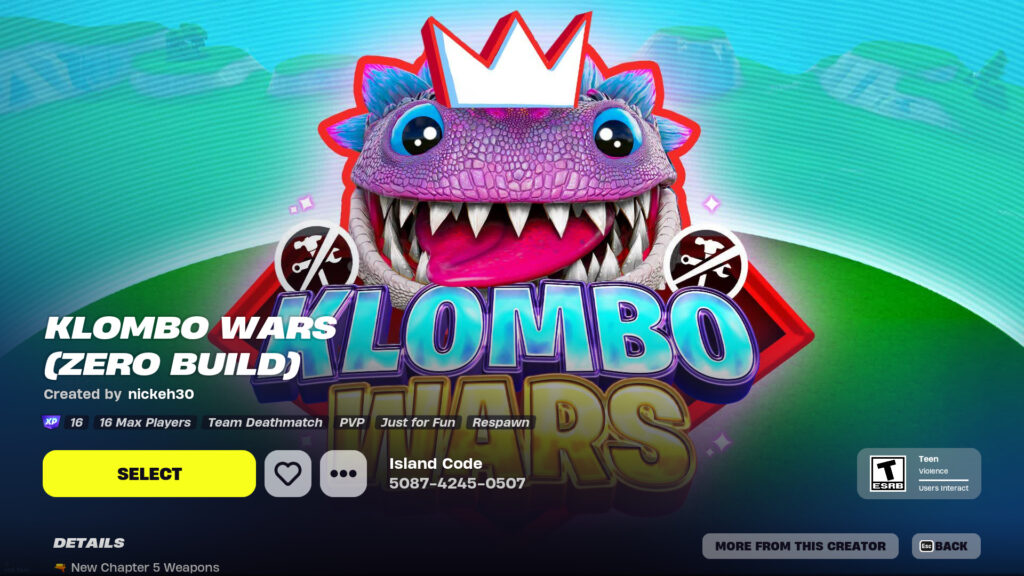 Klombo Wars Zero Build screenshot (Image via Nick Eh 30)