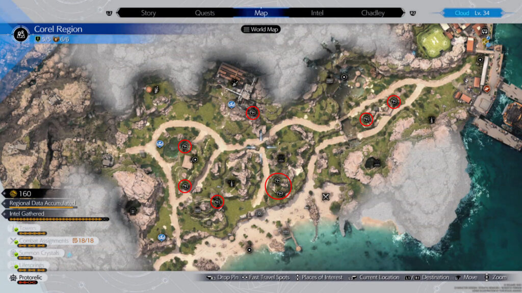 Locations of all eight ziplines across Costa Del Sol (Image by esports.gg via in-game screenshot)