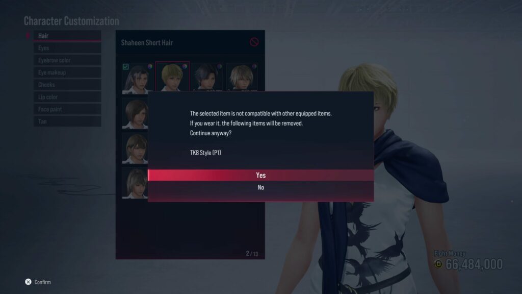 Error Message in Tekken 8: Selected items not compatible