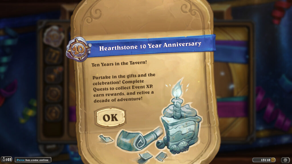 Hearthstone 10 Year Anniversary event information (Image via Blizzard Entertainment)