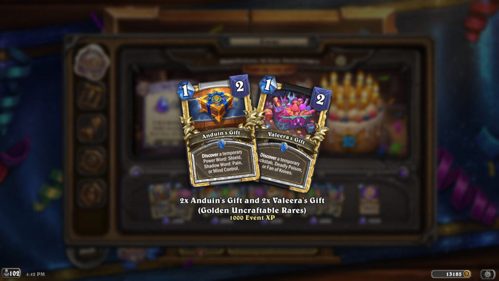 Anduin's Gift and Valeera's Gift in Hearthstone
