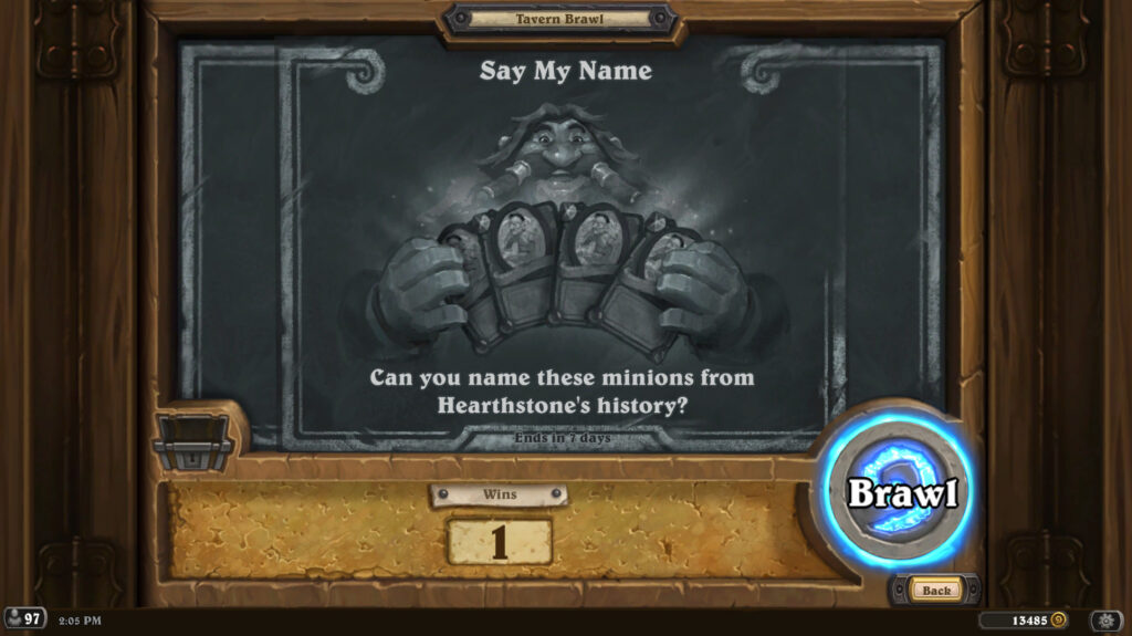 Hearthstone Say My Name Tavern Brawl chalkboard (Image via Blizzard Entertainment)