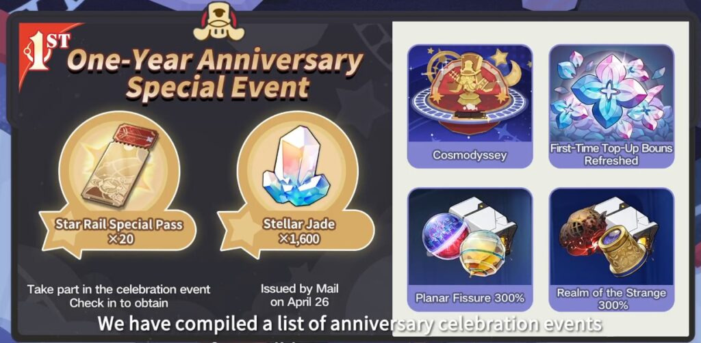 Cosmodyssey will the headline feature for HSR's first anniversary celebration (Image via Hoyoverse)