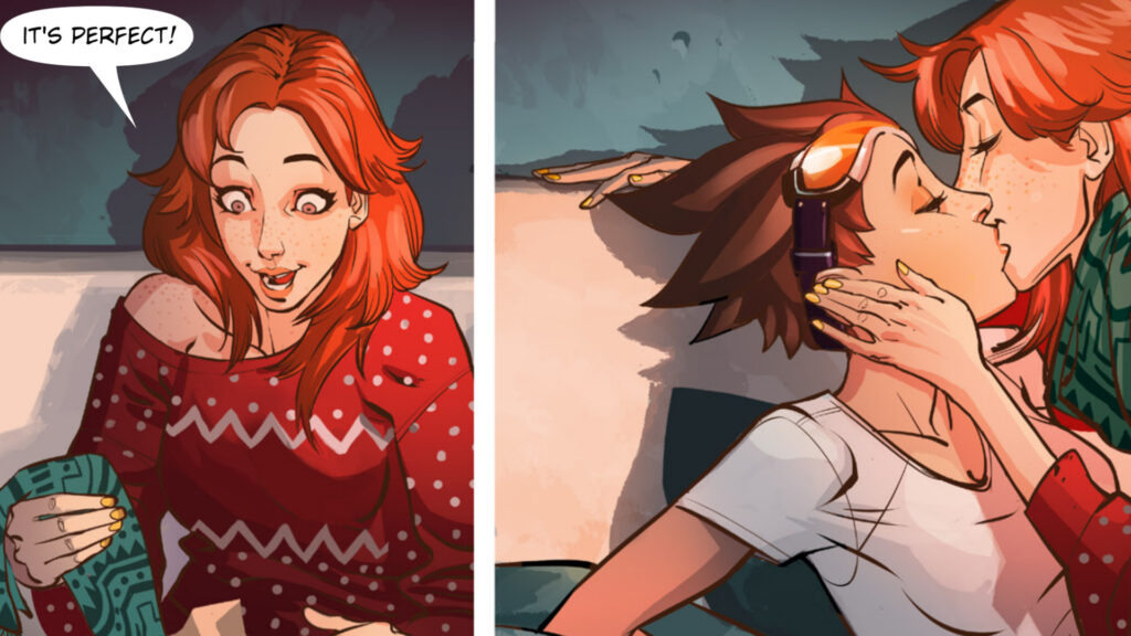 Two panels from the Overwatch Reflections comic (Image via Blizzard Entertainment)