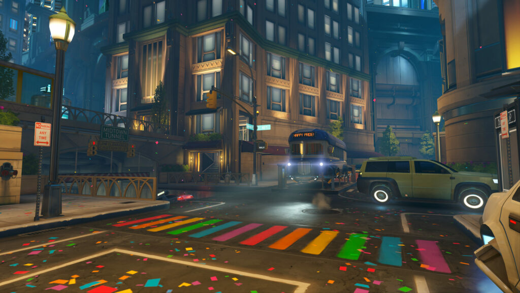 Midtown during Pride Month in Overwatch 2 (Image via Blizzard Entertainment)