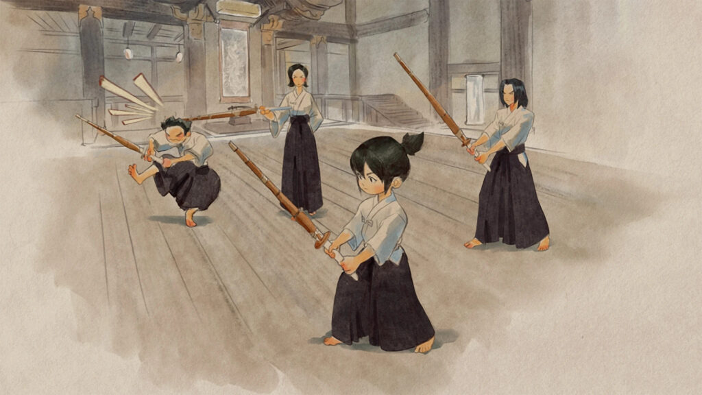 Asa training Genji, Kiriko, and Hanzo when they were young (Image via Blizzard Entertainment)
