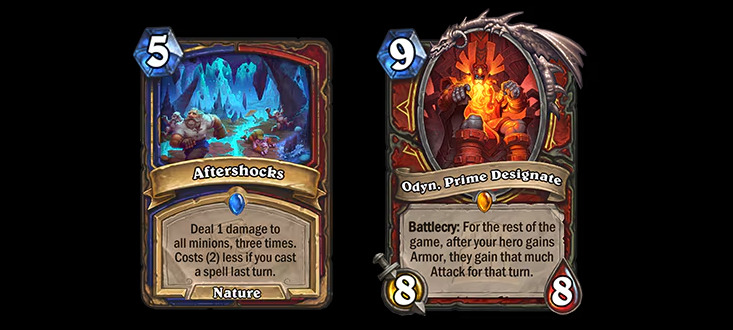 Aftershocks and Odyn, Prime Designate in Hearthstone (Image via Blizzard Entertainment)