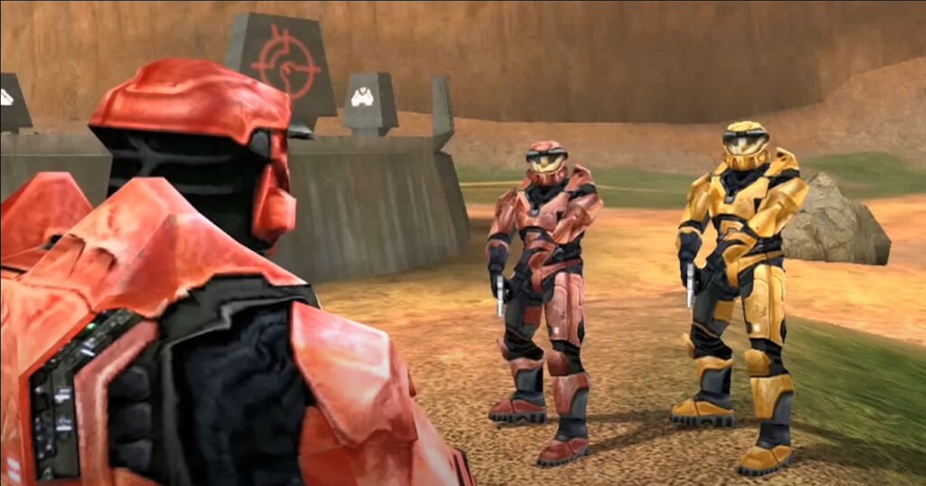 Sarge, Griff, and Simmons in Blood Gulch (Image via Rooster Teeth Animation on YouTube)