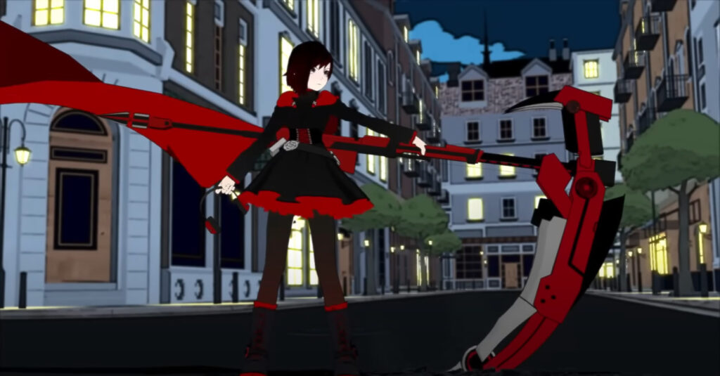 Ruby Rose in the first episode of RWBY (Image via Rooster Teeth on YouTube)