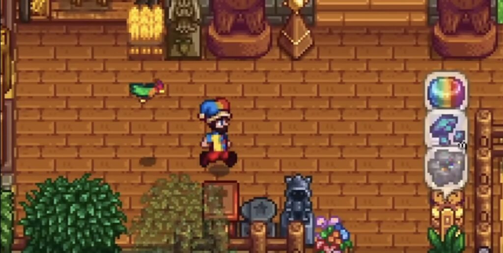 The parrot in Stardew Valley (Image via SharkyGames on YouTube)