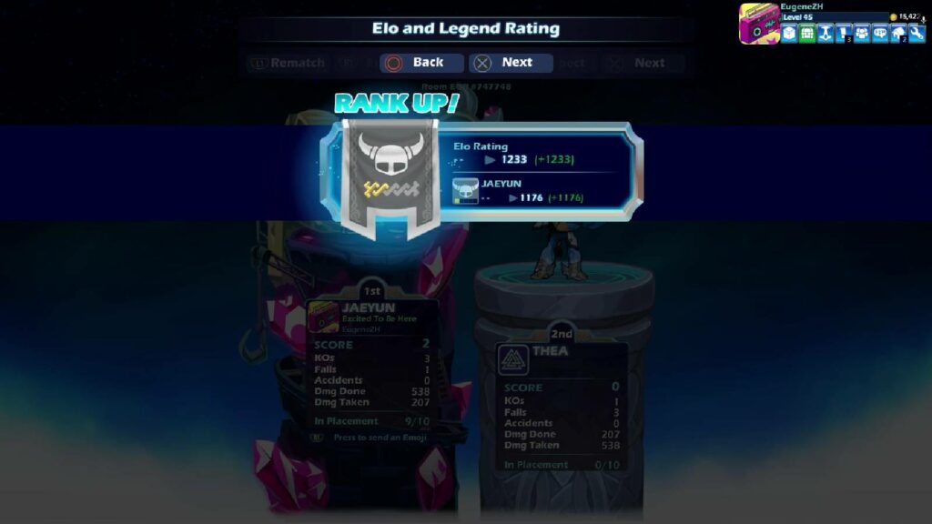 A screenshot of ranking up in Brawlhalla: Ranks guide