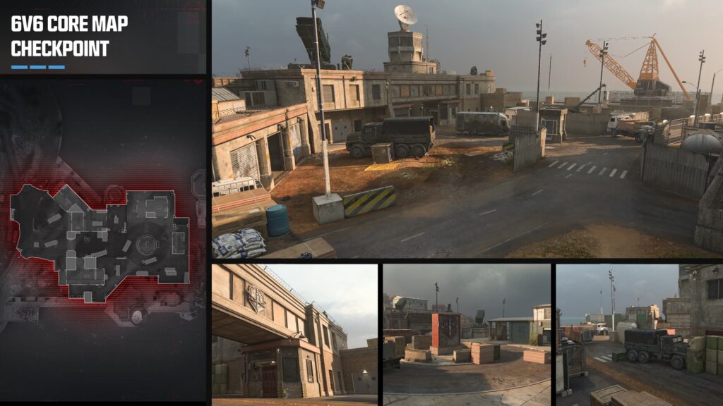 An overview of the new Checkpoint map in Call of Duty.