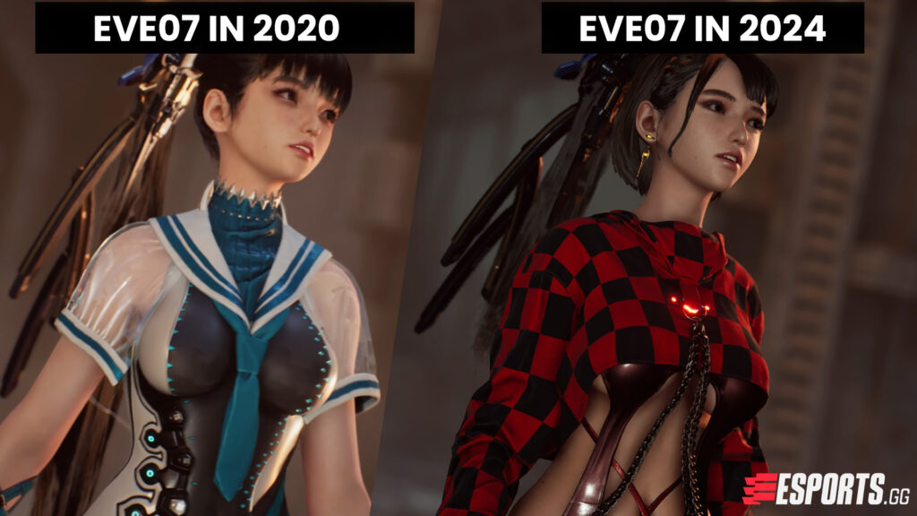 EVE07 in the Project EVE boss battle demo from 2020 vs Stellar Blade demo from 2024