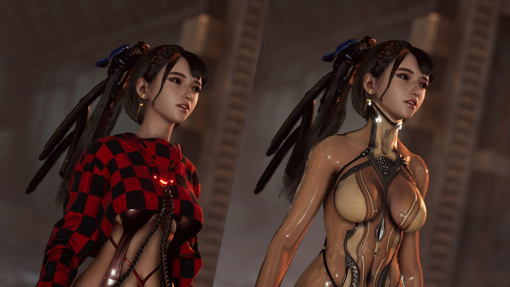 EVE 07 in Racer's High Outfit and Skin Suit Outfit in Stellar Blade Demo (Screenshots by esports.gg)