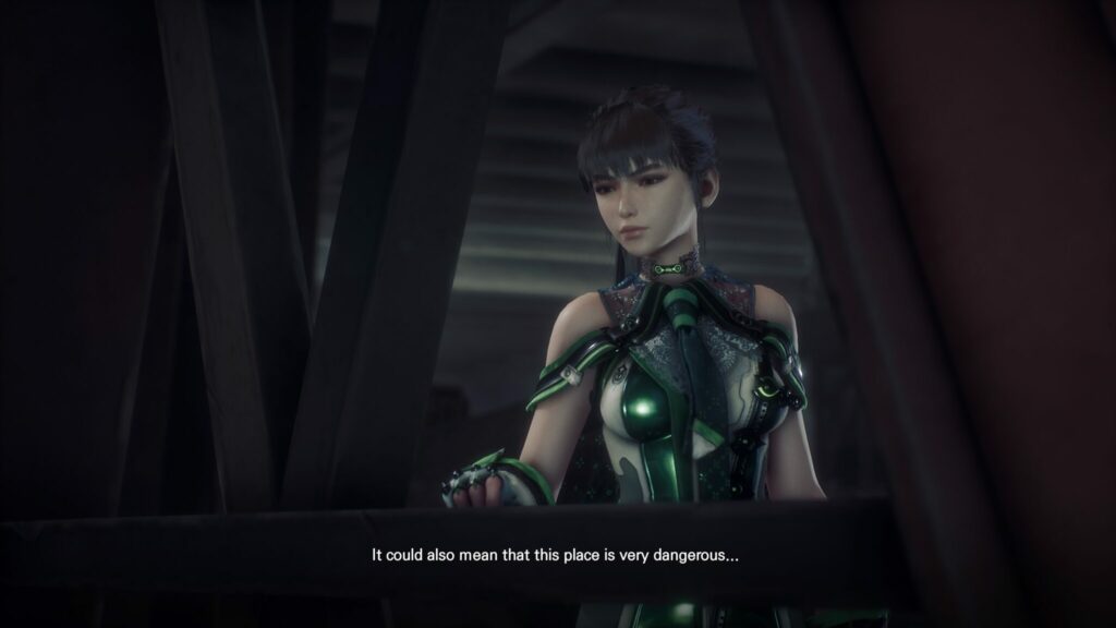 Stellar Blade's main character EVE during the first chapter of the demo (screenshot by esports.gg)