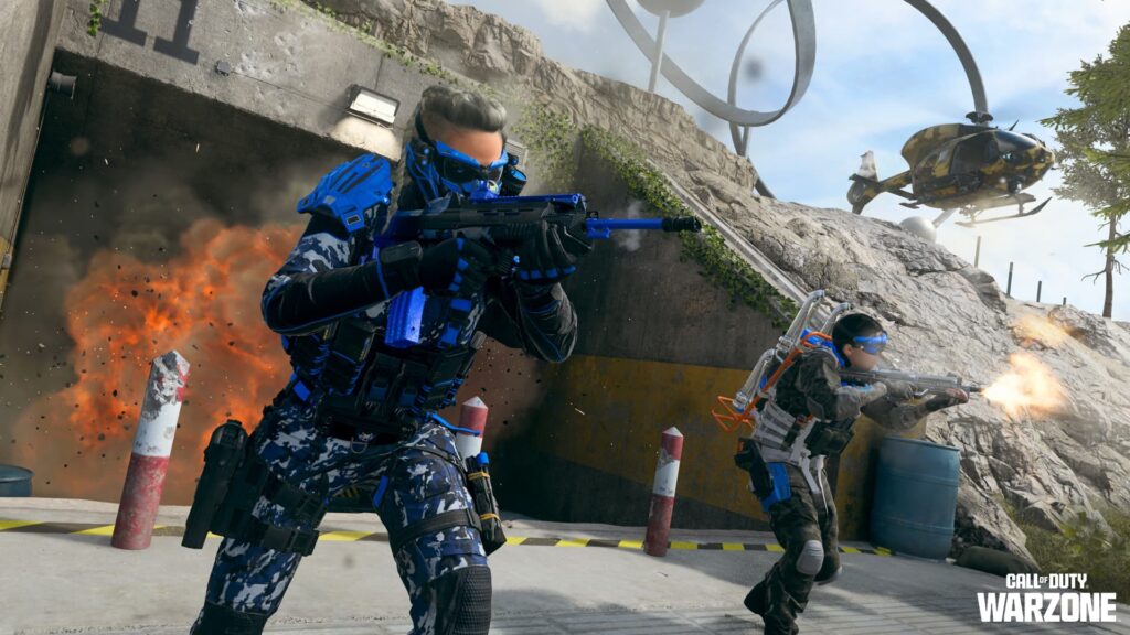 Operators fight out of a parking garage in Call of Duty: Warzone.