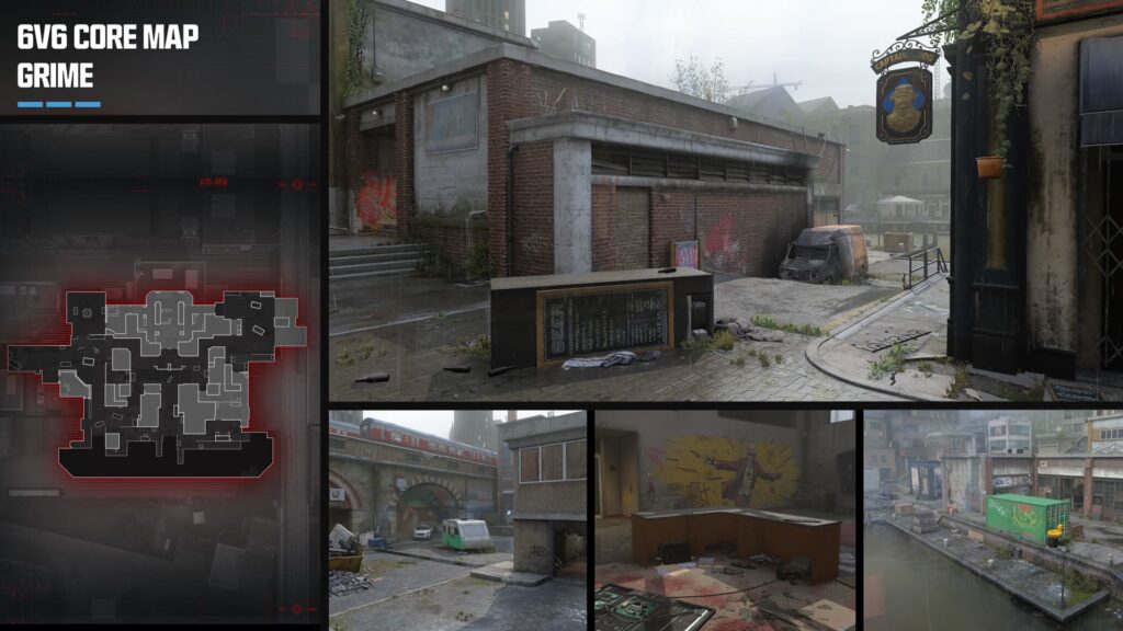 An overview of the new Grime map in Call of Duty.