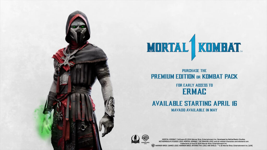 A poster of Ermac in MK1, a new playable character in Mortal Kombat 1: release date