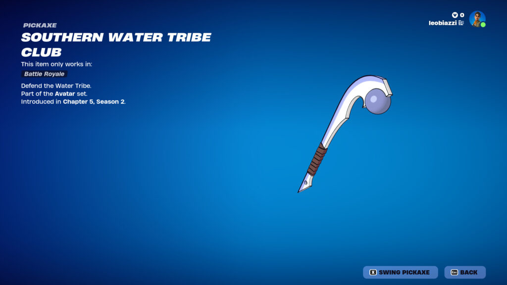 Sokka's weapon in Avatar is a pickaxe in Fortnite (Image via esports.gg)