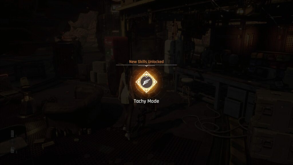 The notification in Stellar Blade appears stating that the Tachy Mode still was unlocked.