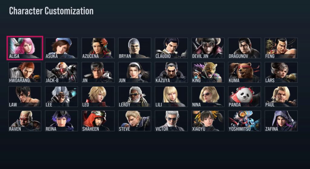 The 32 playable characters in Tekken 8 at the moment (Screenshot by esports.gg)