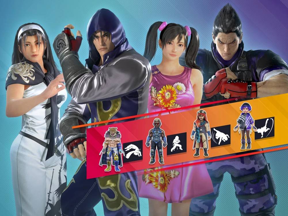Tekken 8 characters wearing custom costumes from the Tekken Shop