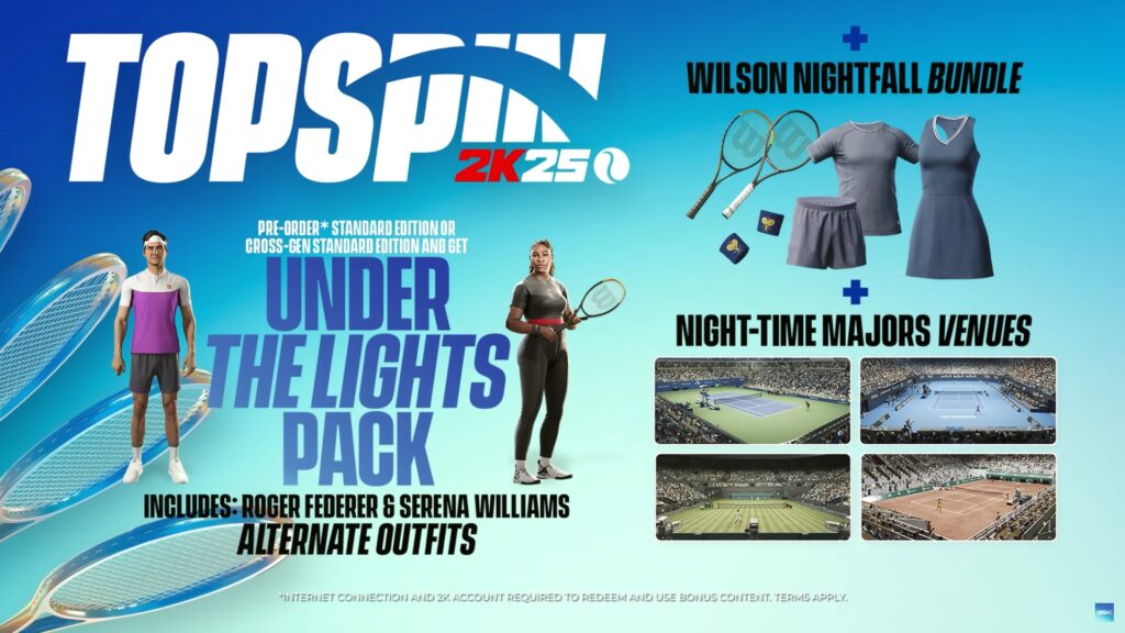 The Under the Lights Pack is the early-access reward for TopSpin 2K25