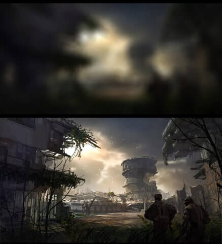 The first teaser image for Titanfall, both blurred and clear (Image via titanfallblog.com)