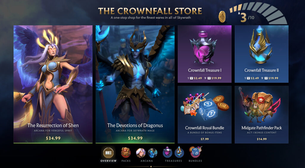The discount is available on everything in the Crownfall store (Image via Valve)
