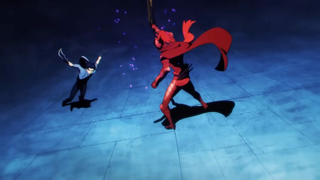 Jinwoo versus Blood-Red Commander Igris (Image via A-1 Pictures and Crunchyroll)